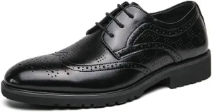 Men's Oxford Shoes Mens Faux Patent Leather Classic Lace-up Formal Derby Shoes Non-Slip Waterproof Business Dress Shoes(11)