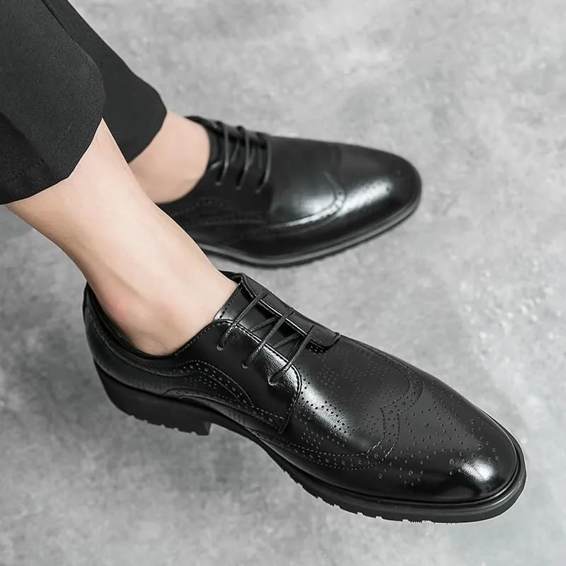 Men's Oxford Shoes Mens Faux Patent Leather Classic Lace-up Formal Derby Shoes Non-Slip Waterproof Business Dress Shoes(11)