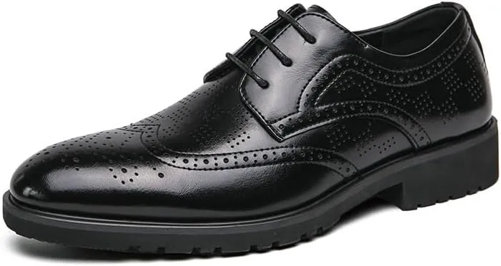 Men's Oxford Shoes Mens Faux Patent Leather Classic Lace-up Formal Derby Shoes Non-Slip Waterproof Business Dress Shoes(11)