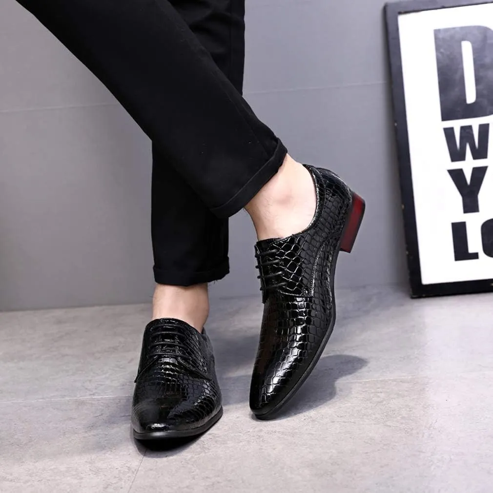Men's Oxfords Alligator Patent Leather Wedding Prom Formal Dress Casual Shoes for Men