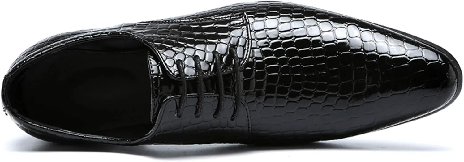 Men's Oxfords Alligator Patent Leather Wedding Prom Formal Dress Casual Shoes for Men