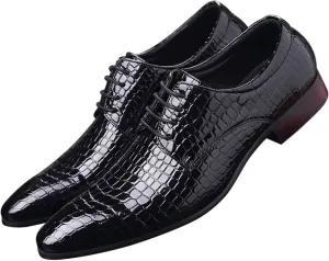 Men's Oxfords Alligator Patent Leather Wedding Prom Formal Dress Casual Shoes for Men