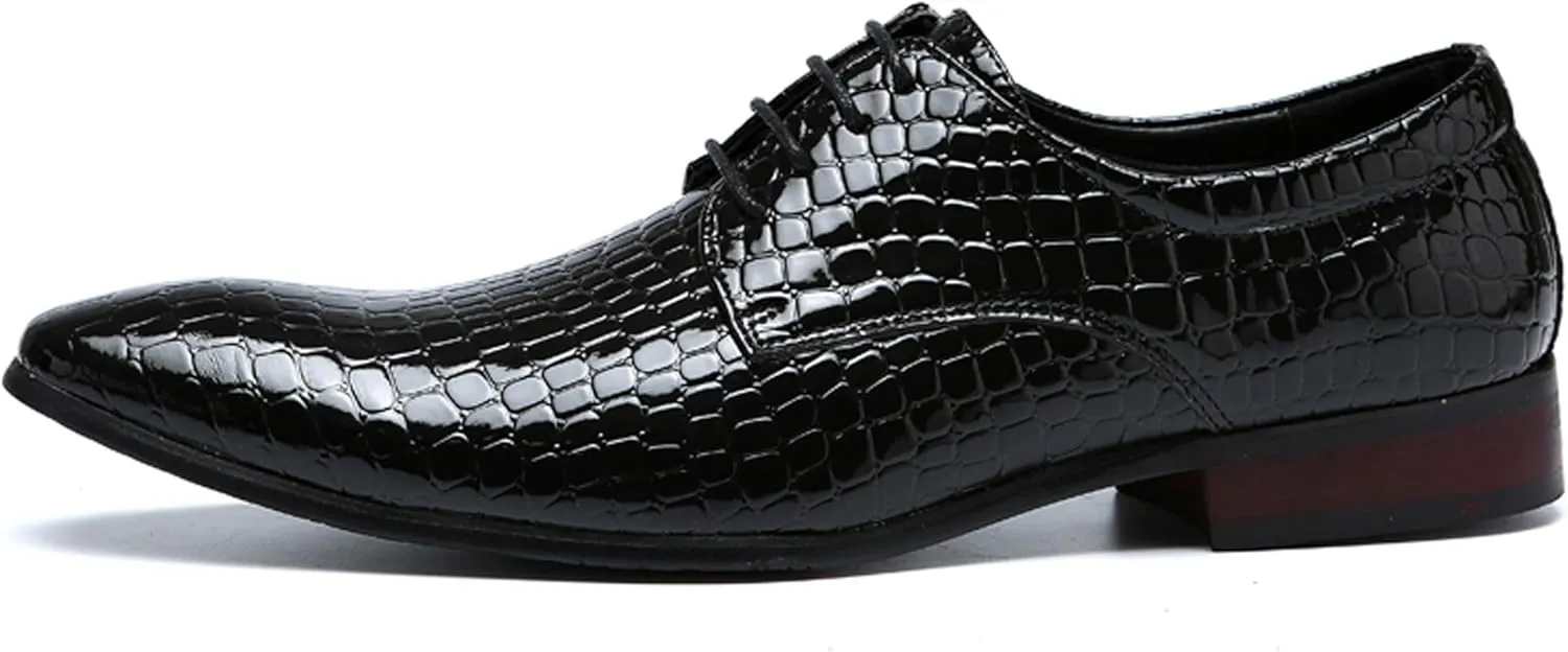 Men's Oxfords Alligator Patent Leather Wedding Prom Formal Dress Casual Shoes for Men
