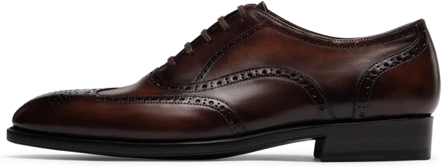 Men’s Oxfords Wingtip Full Brogues Carved Calf Shoes for Business,Casual