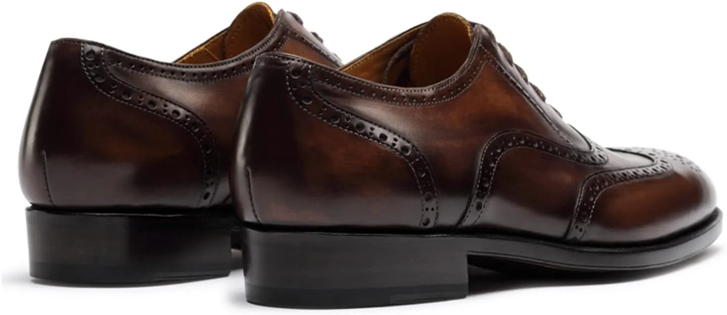 Men’s Oxfords Wingtip Full Brogues Carved Calf Shoes for Business,Casual