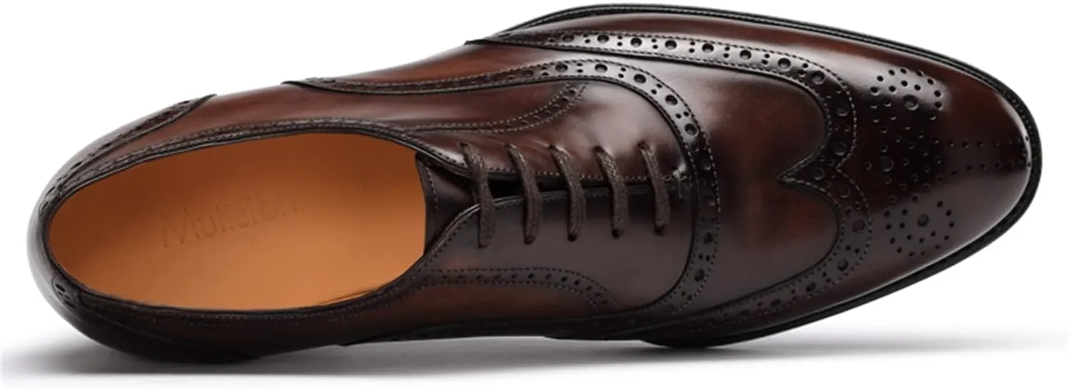 Men’s Oxfords Wingtip Full Brogues Carved Calf Shoes for Business,Casual