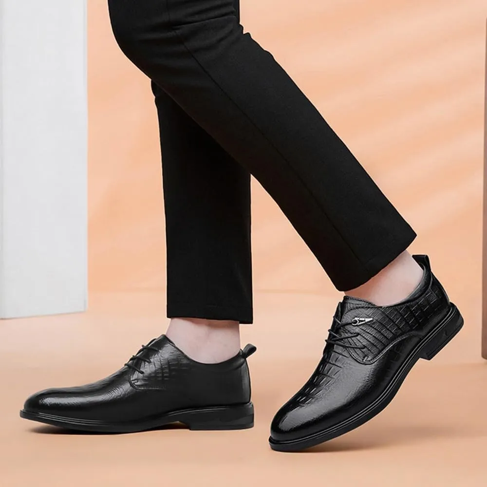 Mens Pointed Toe Oxford Shoes Fashion Leather Dress Shoes for Men Business Formal Lace Up Tuxedo(8.5)