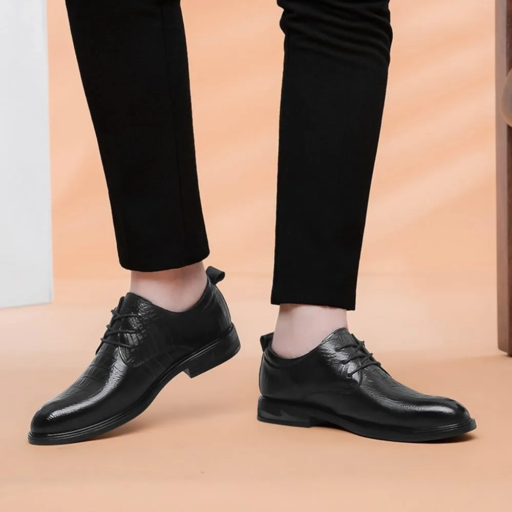 Mens Pointed Toe Oxford Shoes Fashion Leather Dress Shoes for Men Business Formal Lace Up Tuxedo(8.5)