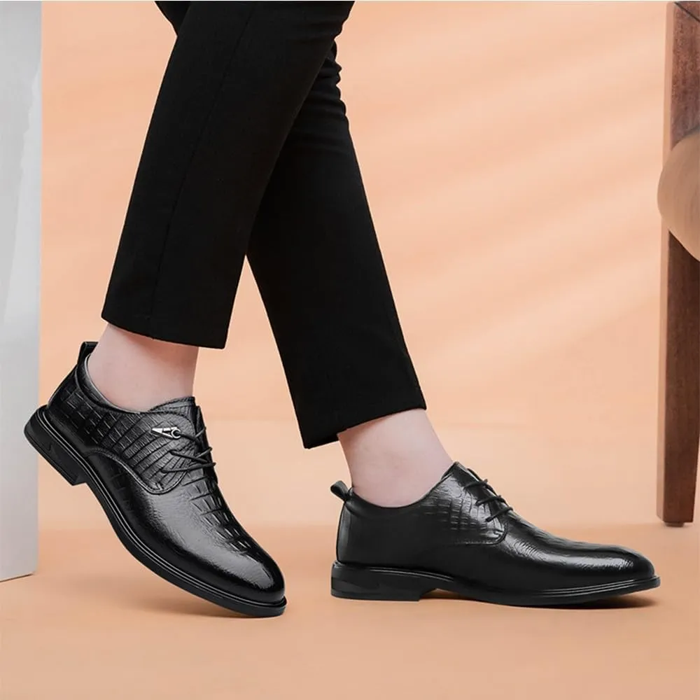 Mens Pointed Toe Oxford Shoes Fashion Leather Dress Shoes for Men Business Formal Lace Up Tuxedo(8.5)