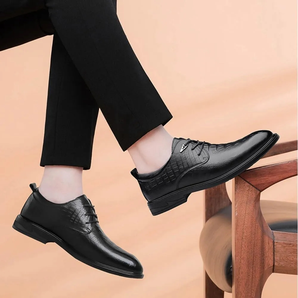 Mens Pointed Toe Oxford Shoes Fashion Leather Dress Shoes for Men Business Formal Lace Up Tuxedo(8.5)