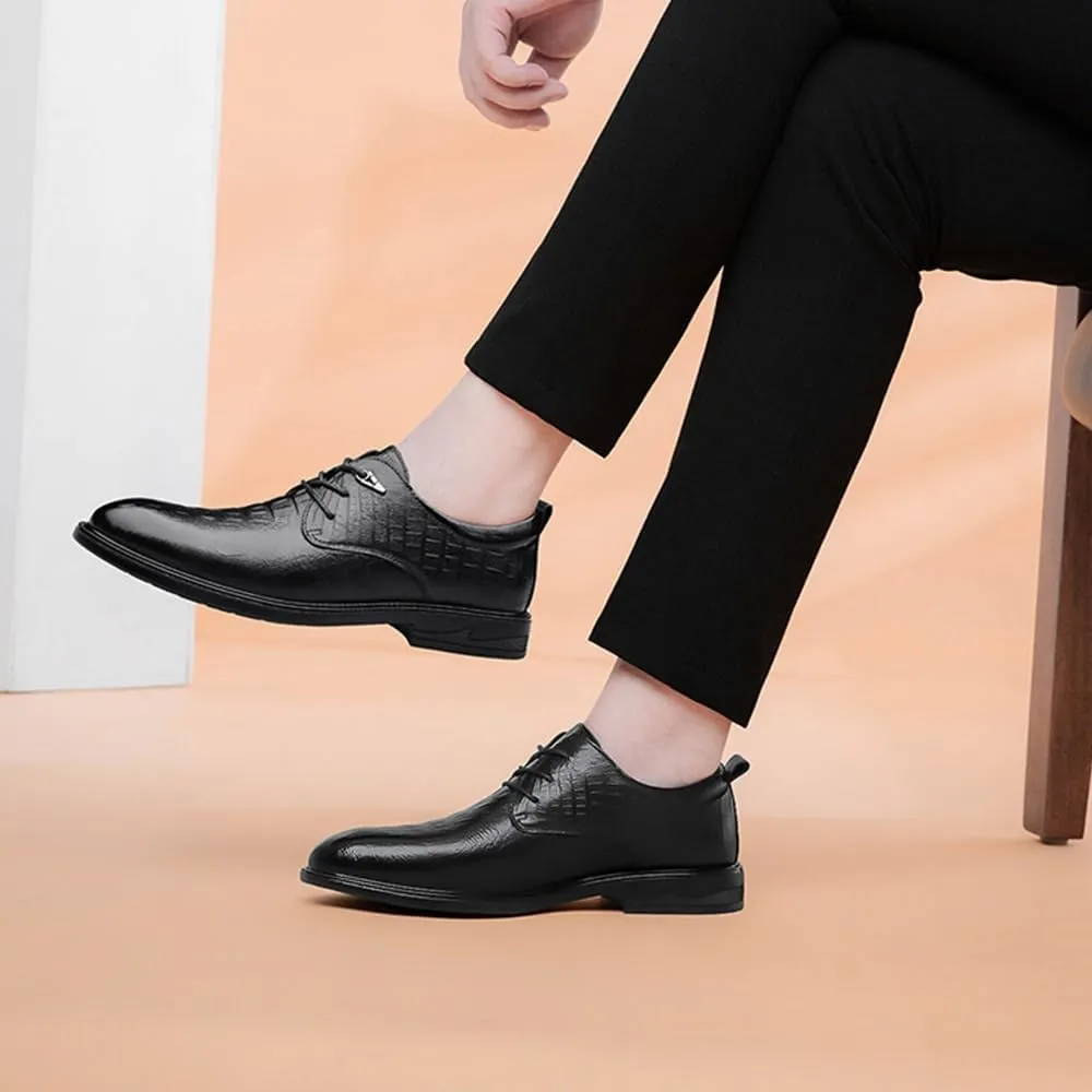 Mens Pointed Toe Oxford Shoes Fashion Leather Dress Shoes for Men Business Formal Lace Up Tuxedo(8.5)