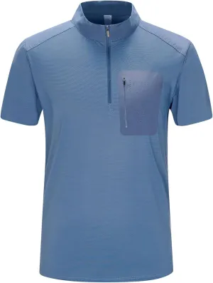 Men's Premium Nylon-Ice Silk Polo | UPF50  Half-Zip Quick-Dry Shirt | 4D Stretch-Breathable | Custom Logo Golf/Hiking