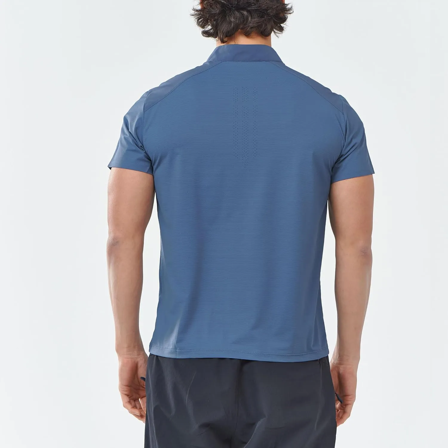 Men's Premium Nylon-Ice Silk Polo | UPF50  Half-Zip Quick-Dry Shirt | 4D Stretch-Breathable | Custom Logo Golf/Hiking