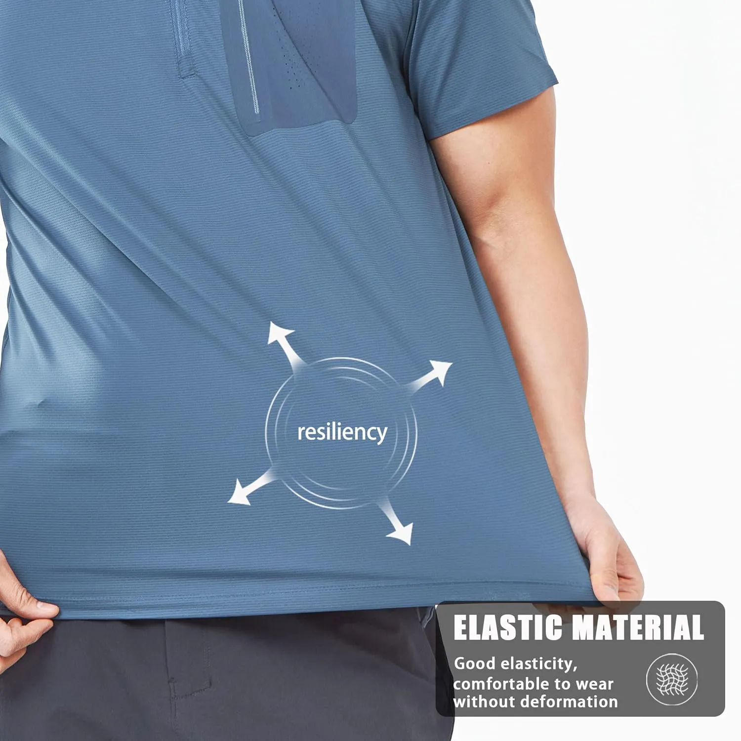 Men's Premium Nylon-Ice Silk Polo | UPF50  Half-Zip Quick-Dry Shirt | 4D Stretch-Breathable | Custom Logo Golf/Hiking
