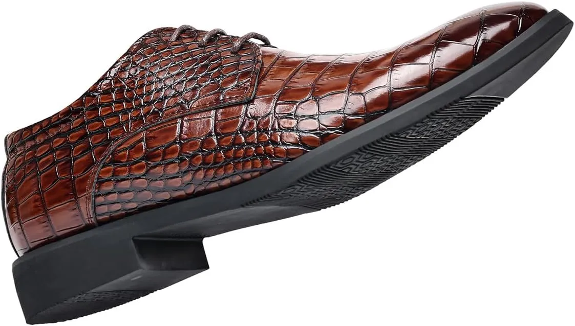 Men's Retro Crocodile Print Dress Shoes Modern Formal Business Oxford Casual Leather Shoes