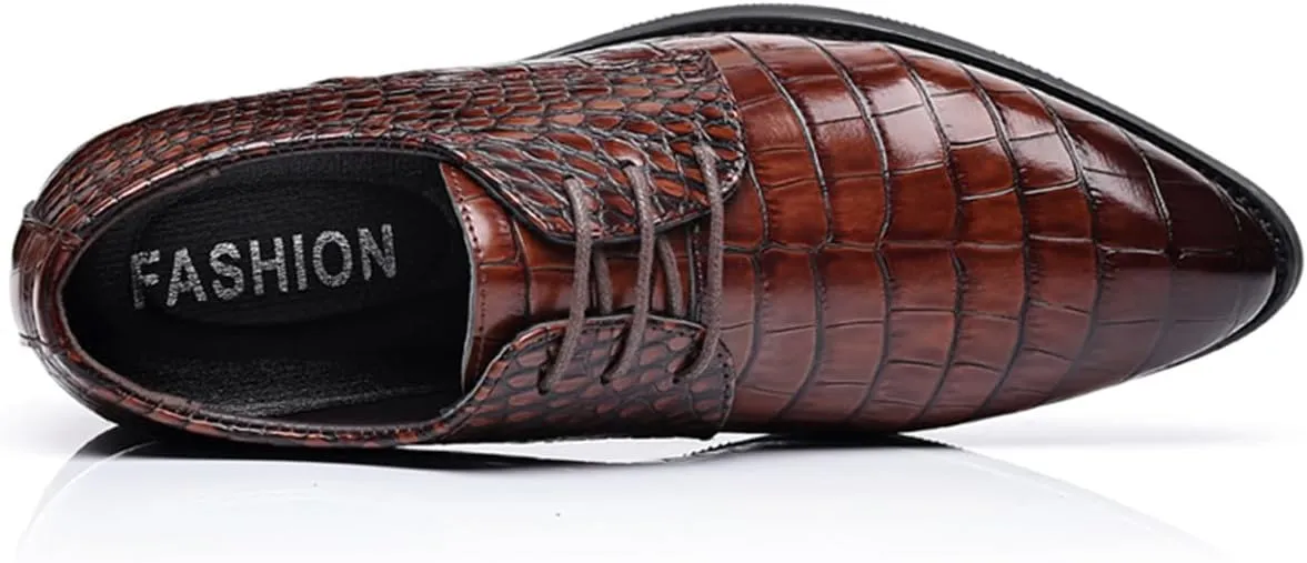 Men's Retro Crocodile Print Dress Shoes Modern Formal Business Oxford Casual Leather Shoes