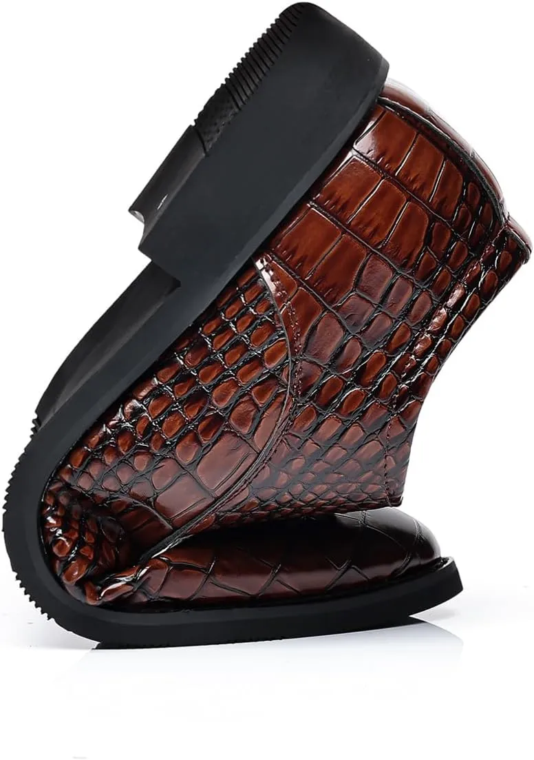 Men's Retro Crocodile Print Dress Shoes Modern Formal Business Oxford Casual Leather Shoes