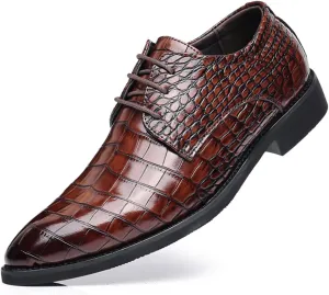 Men's Retro Crocodile Print Dress Shoes Modern Formal Business Oxford Casual Leather Shoes