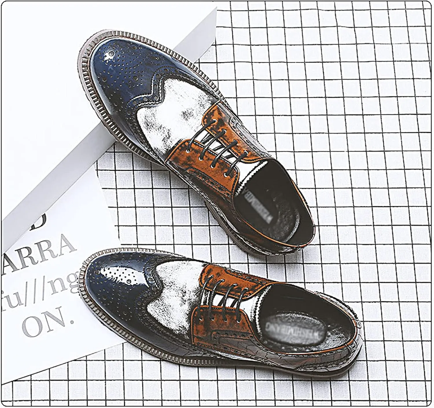 Men's Smart Wedding Lace Up Brogues Formal Dress Oxford Shoes Leather Derbys Business Office Oxfords Brown- US7/UK6/EU39