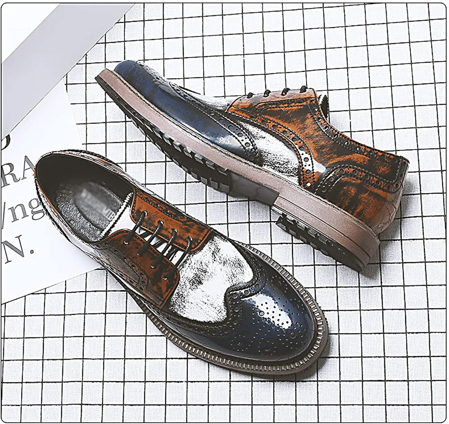 Men's Smart Wedding Lace Up Brogues Formal Dress Oxford Shoes Leather Derbys Business Office Oxfords Brown- US7/UK6/EU39