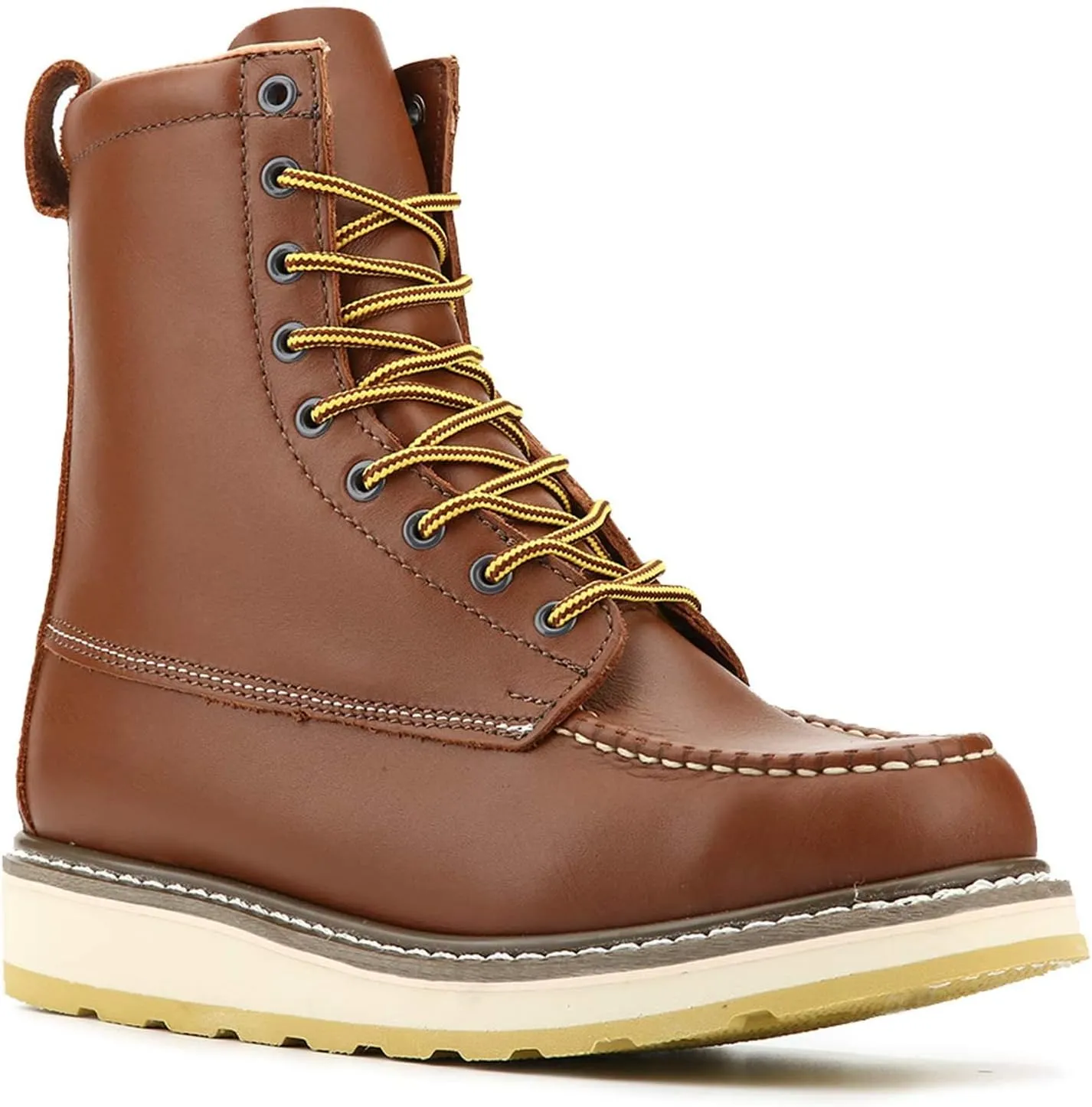 Men's Stylish Classic 6"- 8" Soft Moc Toe EH Leather Work Boot With Non-Slip Wedge Outsole & Goodyear Storm Welt