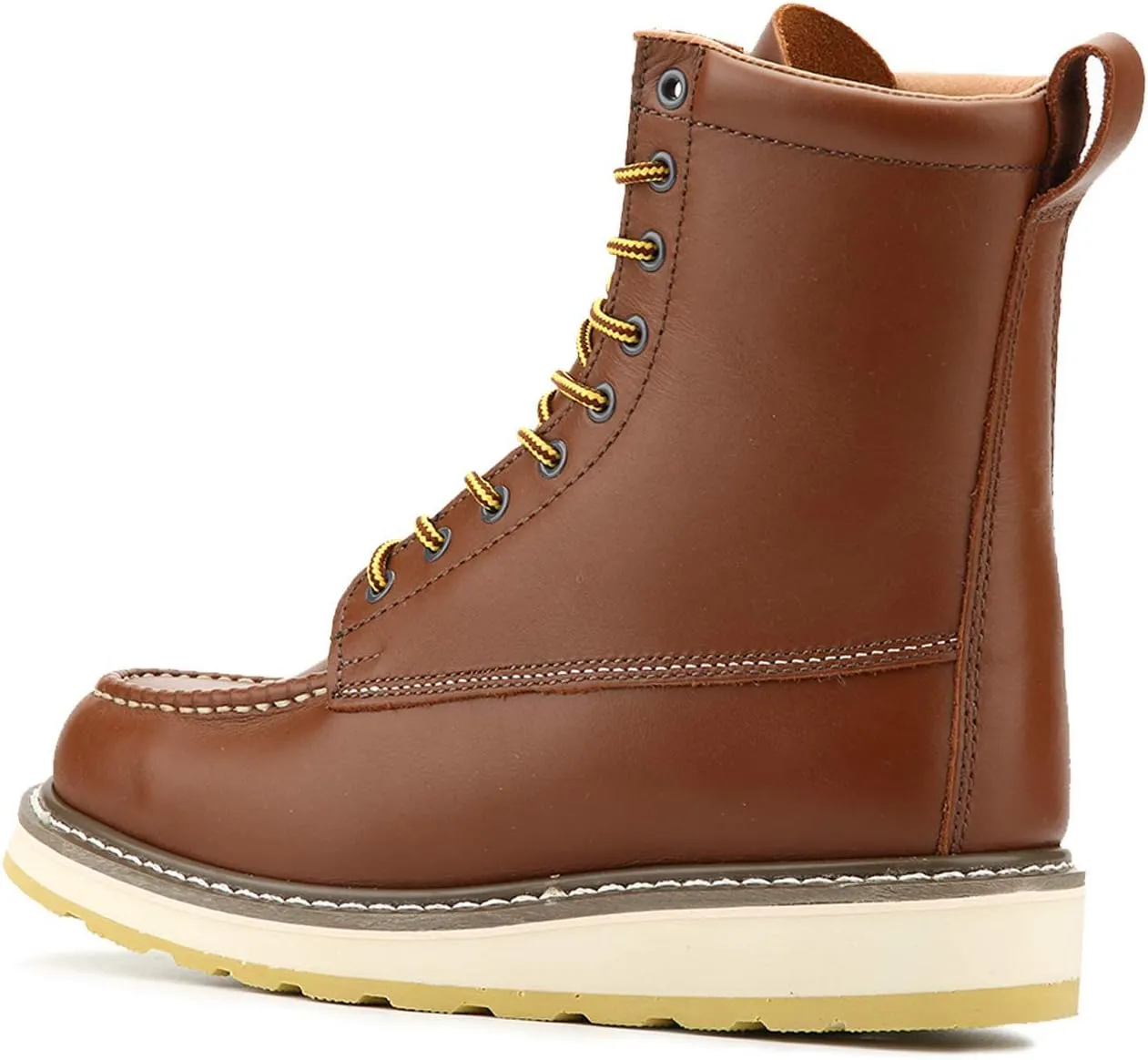 Men's Stylish Classic 6"- 8" Soft Moc Toe EH Leather Work Boot With Non-Slip Wedge Outsole & Goodyear Storm Welt