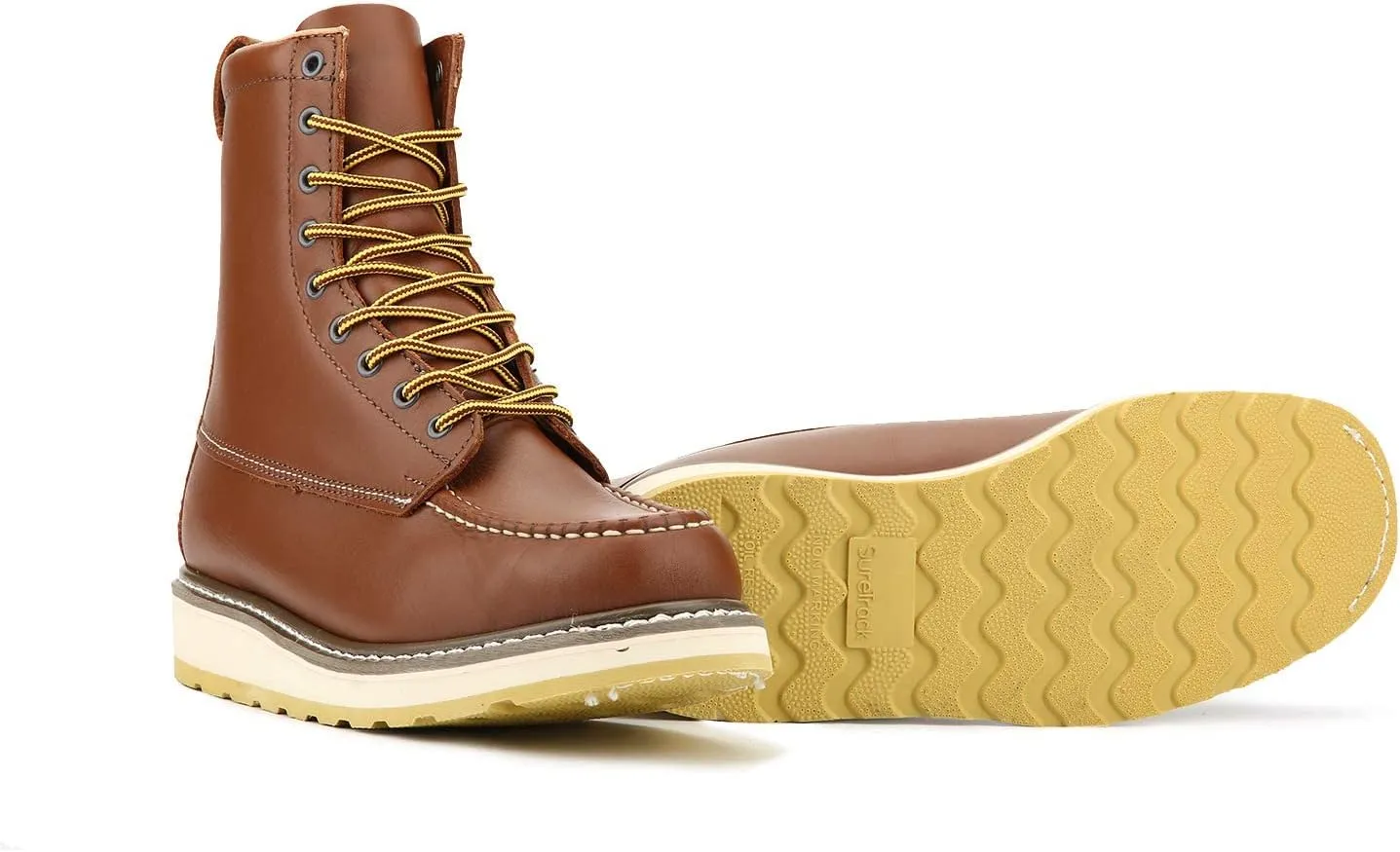 Men's Stylish Classic 6"- 8" Soft Moc Toe EH Leather Work Boot With Non-Slip Wedge Outsole & Goodyear Storm Welt