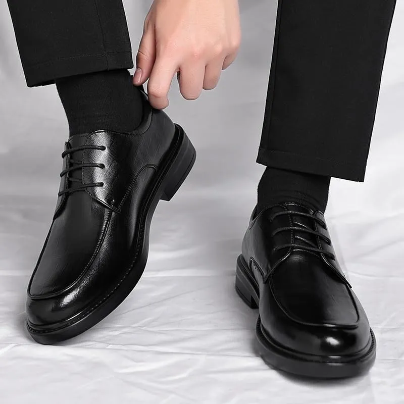 Mens Summer Wedding Shoes Black Genuine Leather Dress Business Formal Oxford Shoes