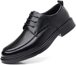Mens Summer Wedding Shoes Black Genuine Leather Dress Business Formal Oxford Shoes