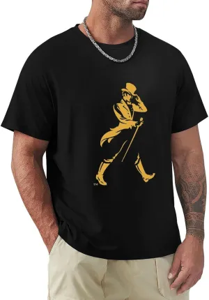 Men's T-Shirt Johnnie Music Walker Shirt Classic Short Sleeve Top Fashion Tee Black