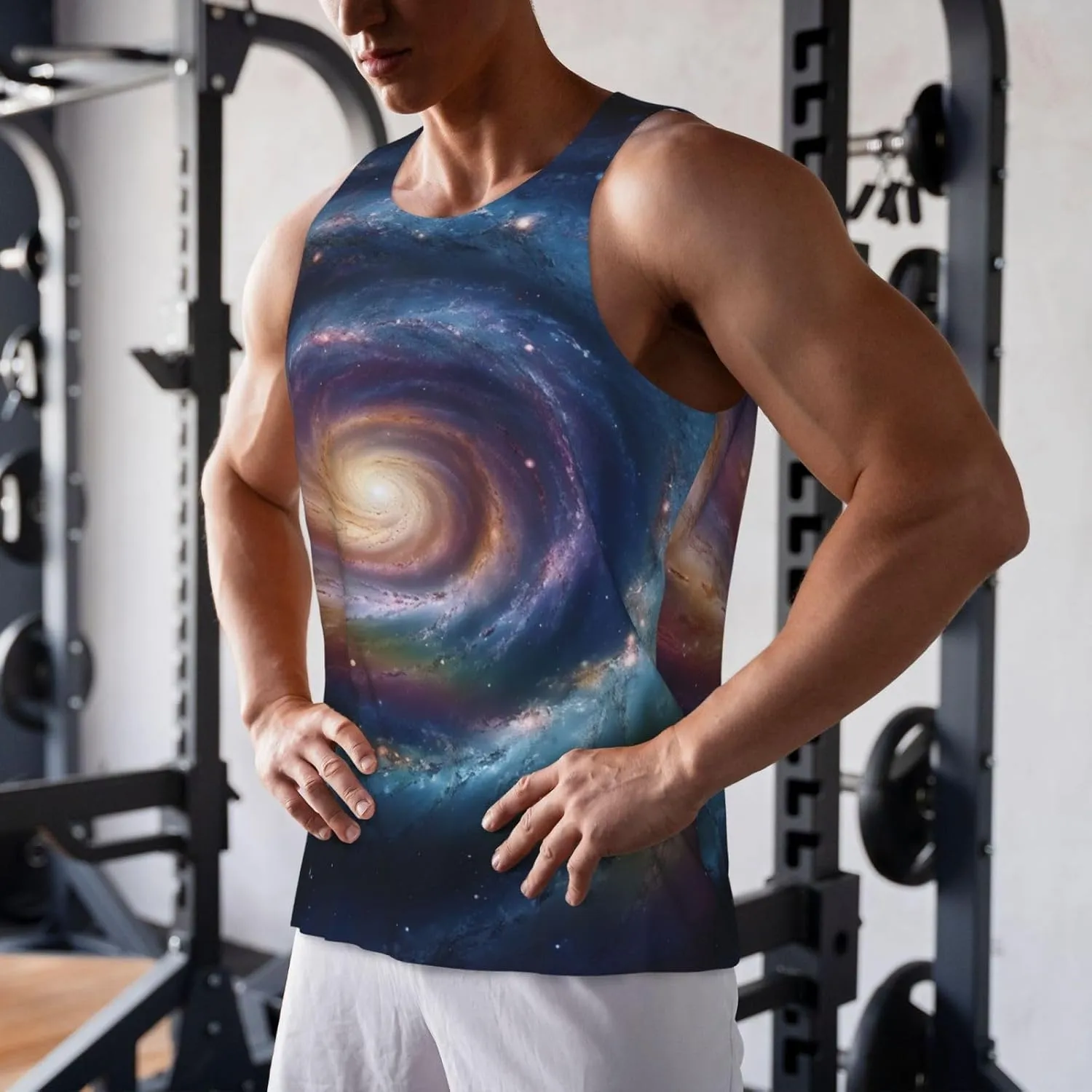 Men's Tank Top Space Spiral Cosmic Energy Sleeveless Muscle Shirts Workout Muscle Tank Sleeveless Gym Shirts
