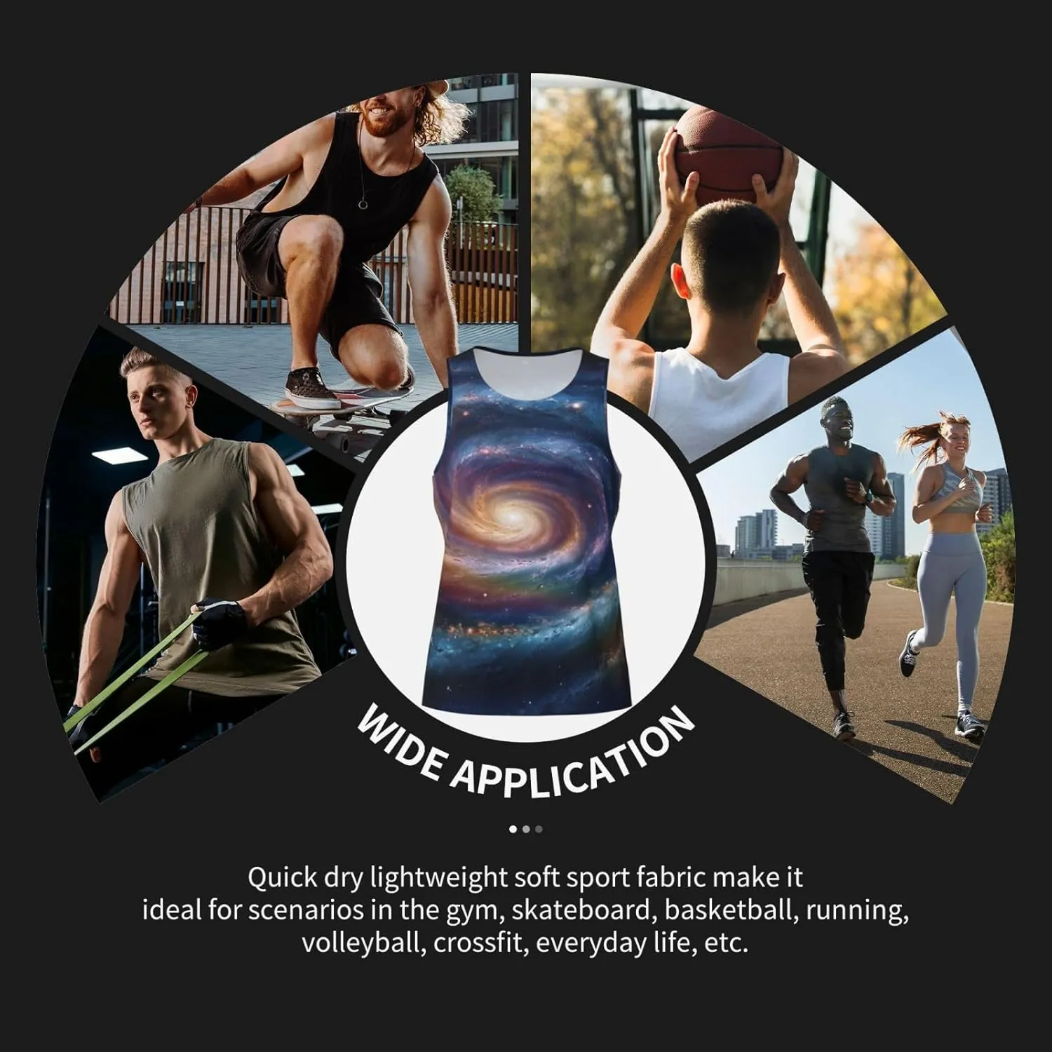 Men's Tank Top Space Spiral Cosmic Energy Sleeveless Muscle Shirts Workout Muscle Tank Sleeveless Gym Shirts