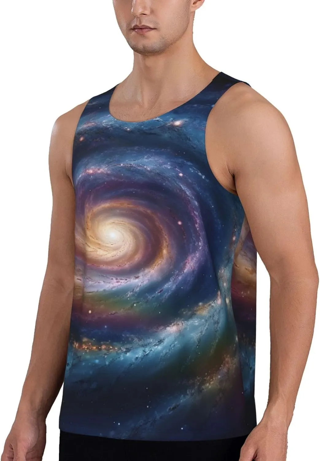 Men's Tank Top Space Spiral Cosmic Energy Sleeveless Muscle Shirts Workout Muscle Tank Sleeveless Gym Shirts