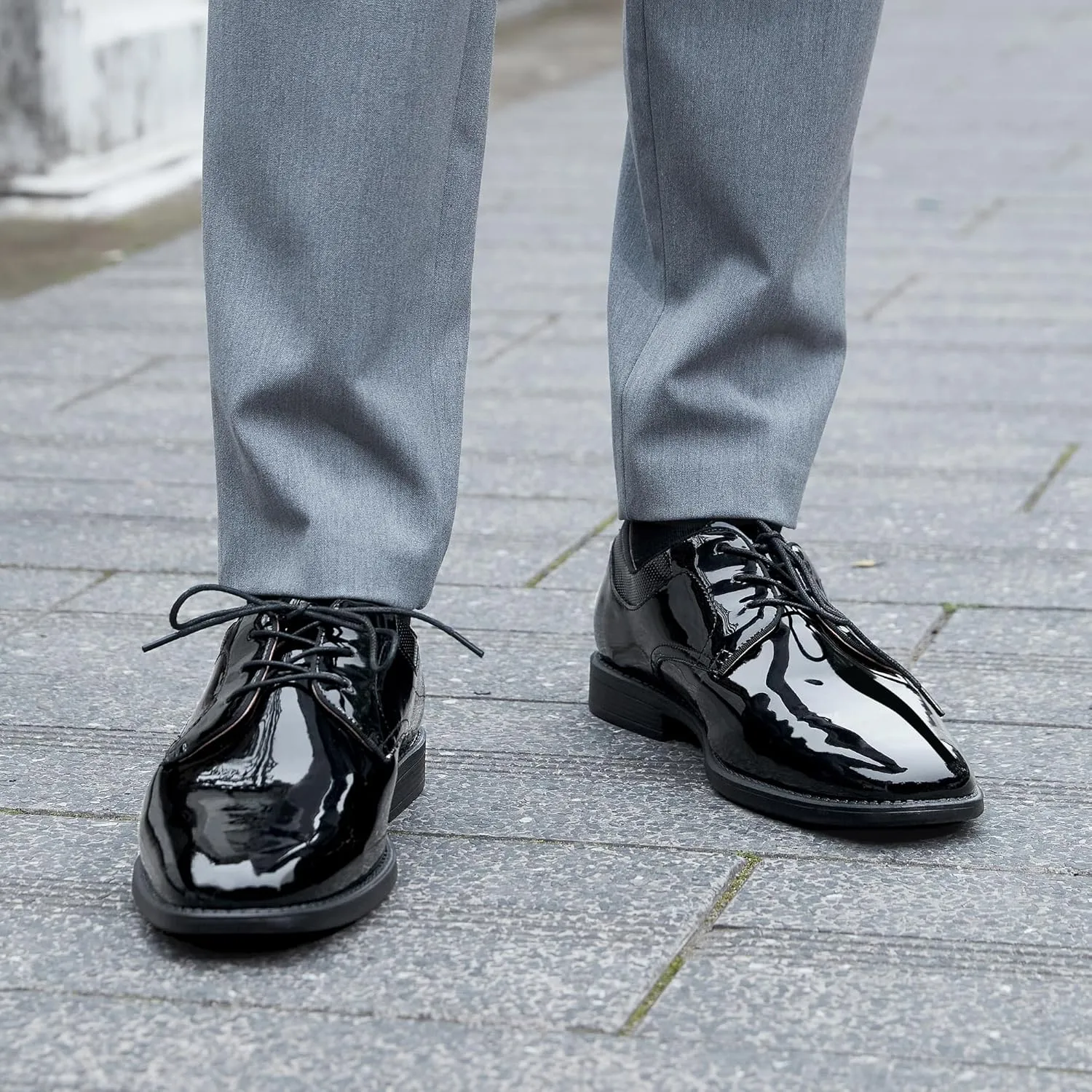 Men's Tuxedo Dress Shoes - Classic Oxfords in Black & White - Formal Suit Shoes with Lace-Up Closure