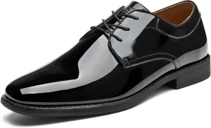 Men's Tuxedo Dress Shoes Patent Leather Oxfords Classic Formal Suit Shoes with Lace-Up