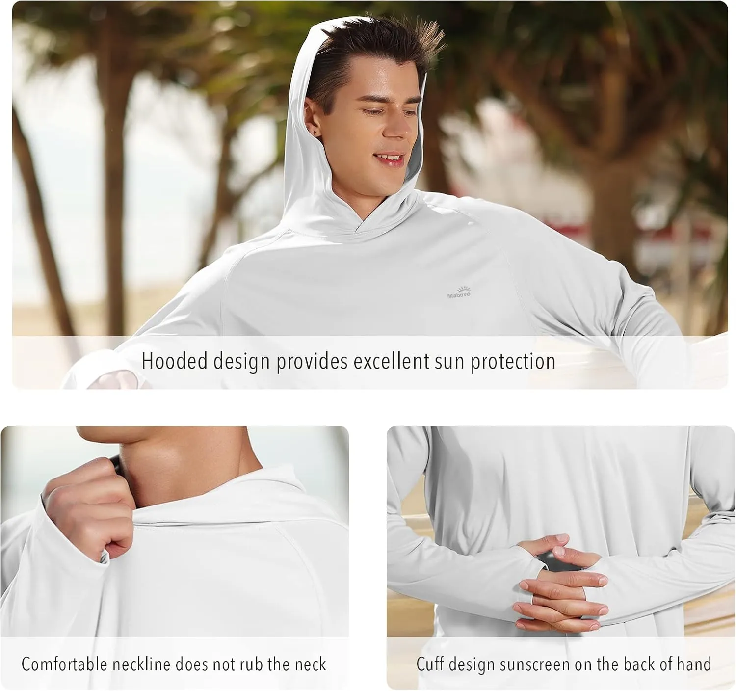 Men's UPF 50  Long Sleeve Sun Shirts UV Protection Hoodie Rash Guard Hiking Fishing Swim T Shirt
