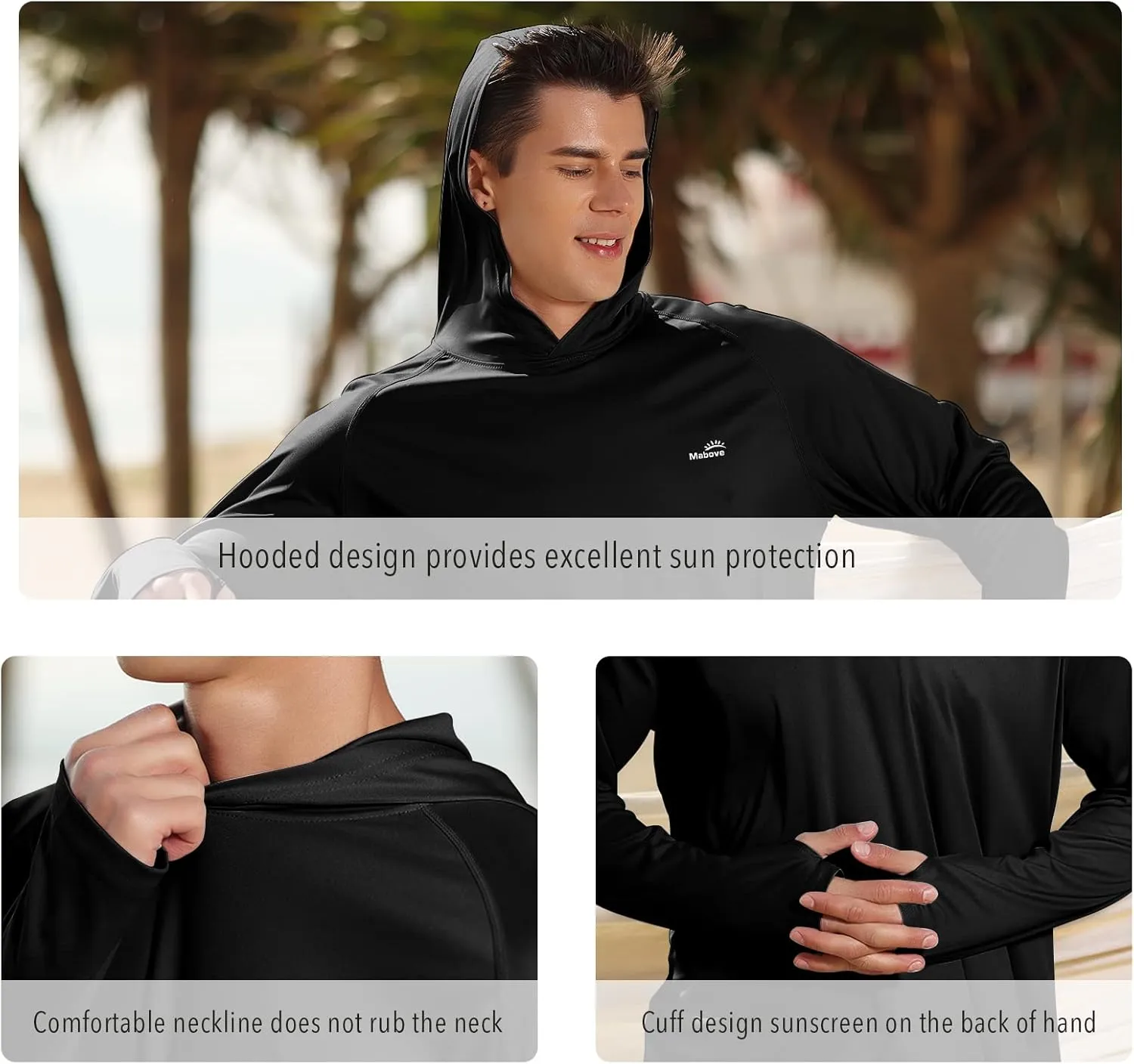 Men's UPF 50  Long Sleeve Sun Shirts UV Protection Hoodie Rash Guard Hiking Fishing Swim T Shirt
