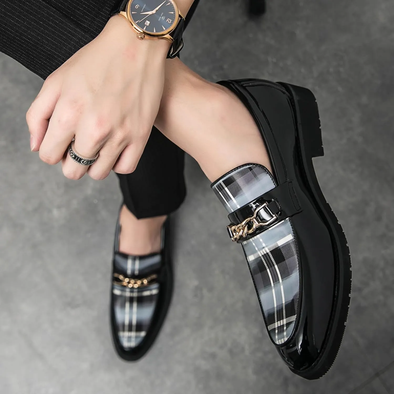 Men's Vintage Classic Leather Oxford Fashion Comfortable Dress Shoes Business Dress Shoes Derby Winged Tip Casual Walking Shoes