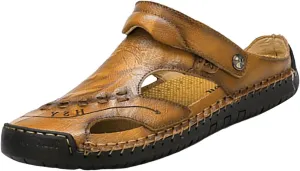 Men'S Water Sandals Men's Summer Breathable Hand Sewn Foot Covering Casual Beach Lazy PU Foreign Trade Sandals