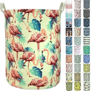 Merdes 19.7’’ Waterproof Foldable Laundry Hamper, Dirty Clothes Laundry Basket, Linen Bin Storage Organizer for Toy Collection (Flamingo Yellow)
