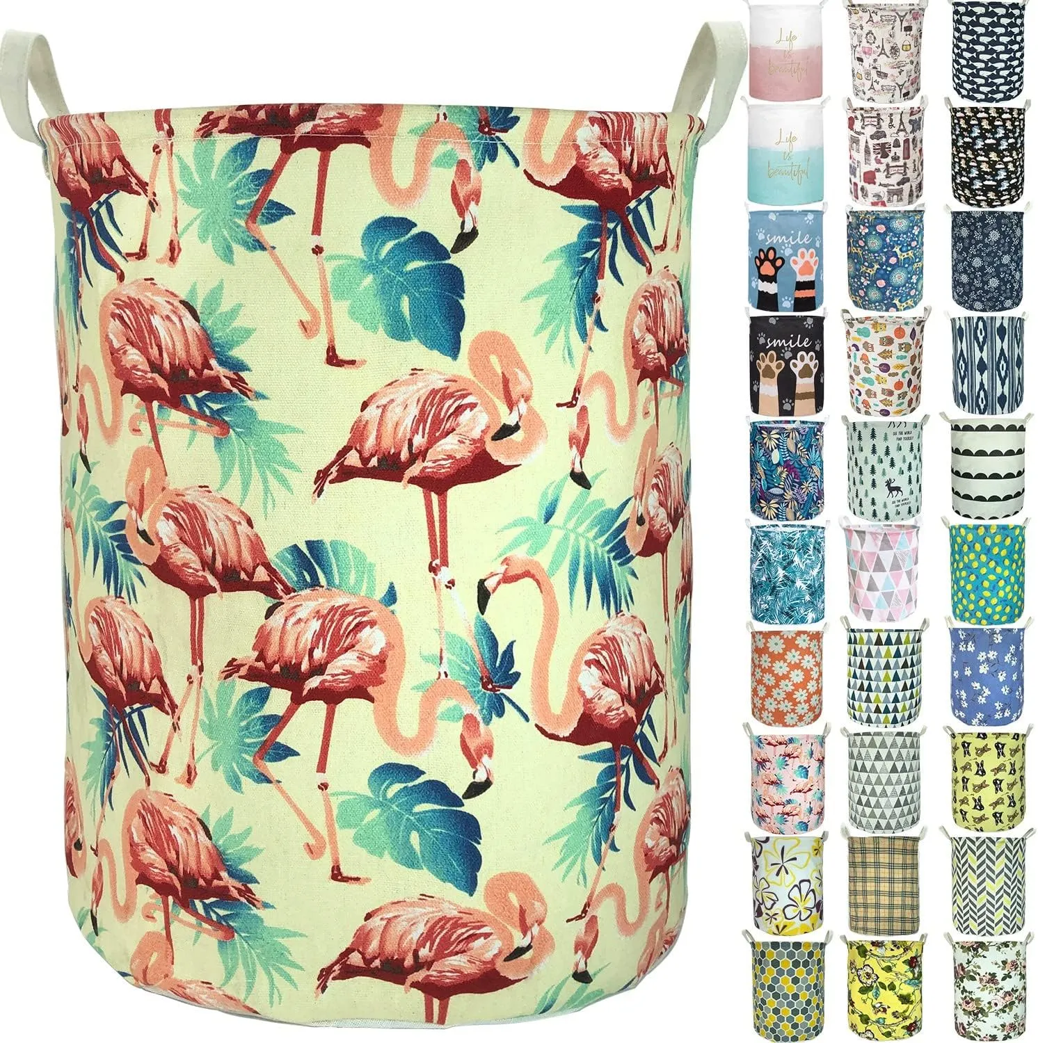 Merdes 19.7’’ Waterproof Foldable Laundry Hamper, Dirty Clothes Laundry Basket, Linen Bin Storage Organizer for Toy Collection (Flamingo Yellow)