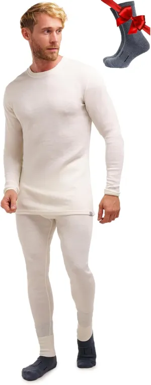 Merino.tech Merino Wool Base Layer Mens Set - Heavyweight, Midweight, Lite Merino Wool Thermal Underwear For Men Top, Bottom