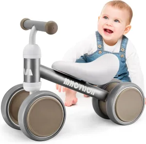 MHCYLION Baby Balance Bike Toys for 1 Year Old Gifts Boys Girls 10-24 Months Kids Toy Toddler Best First Birthday Gift Children Walker No Pedal Infant 4 Wheels Bicycle (Sliver)