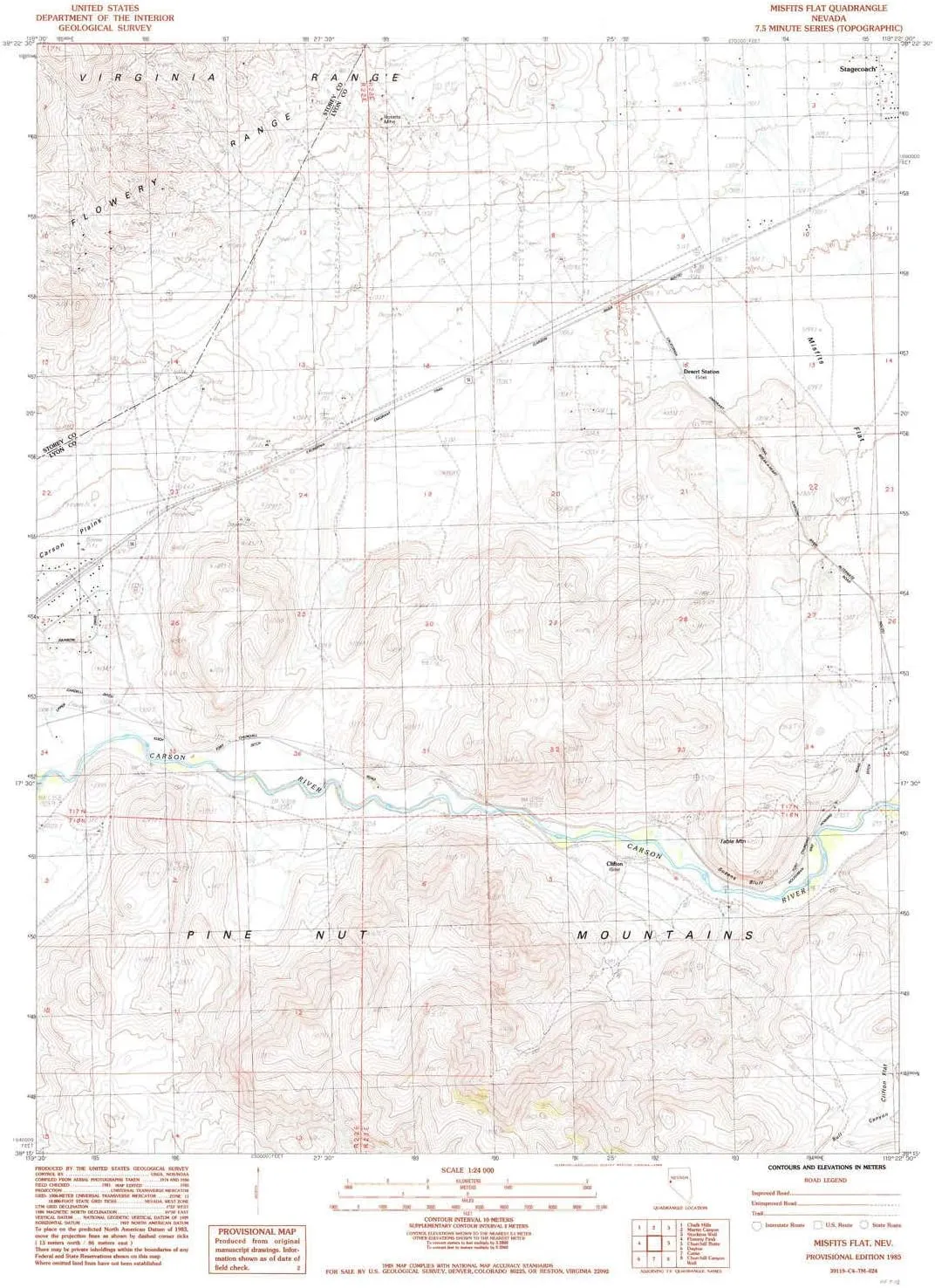 Misfits Flat NV topo map, 1:24000 Scale, 7.5 X 7.5 Minute, Historical, 1985, Updated 1985, 26.8 x 22 in