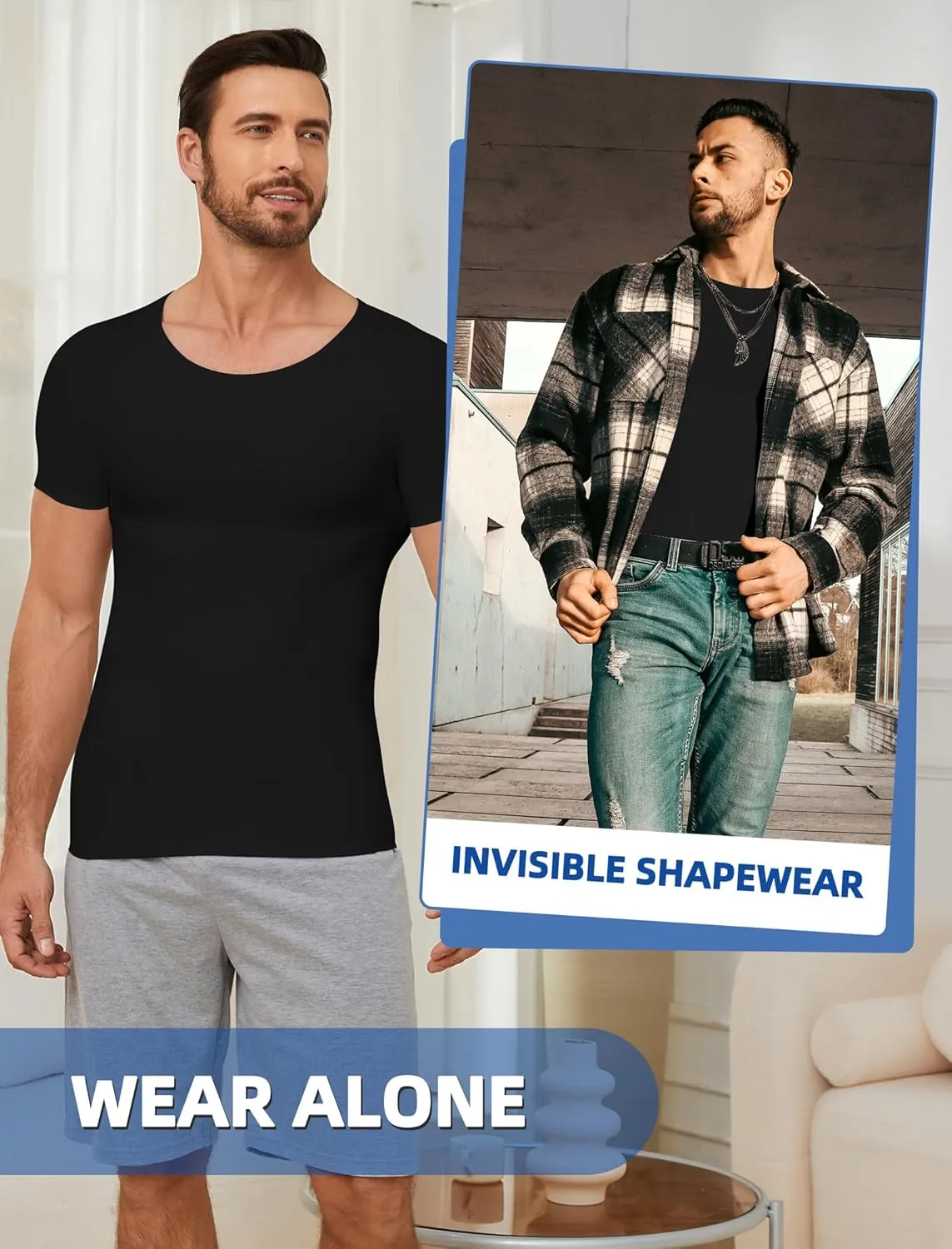MISS MOLY Compression Shirts for Men Tummy Control Undershirt Gynomastica Slimming Short Sleeve Waist Trainer Shapewear
