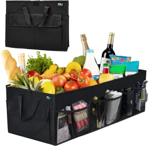 MIU COLOR Trunk Organizer for Car, Car Organizer, 12 Pockets Trunk Organizer for SUV, Non-Slip Bottom, Storage Organizer for Sedans, Van, Jeep, Grocery, Large 3 Compartments, Black