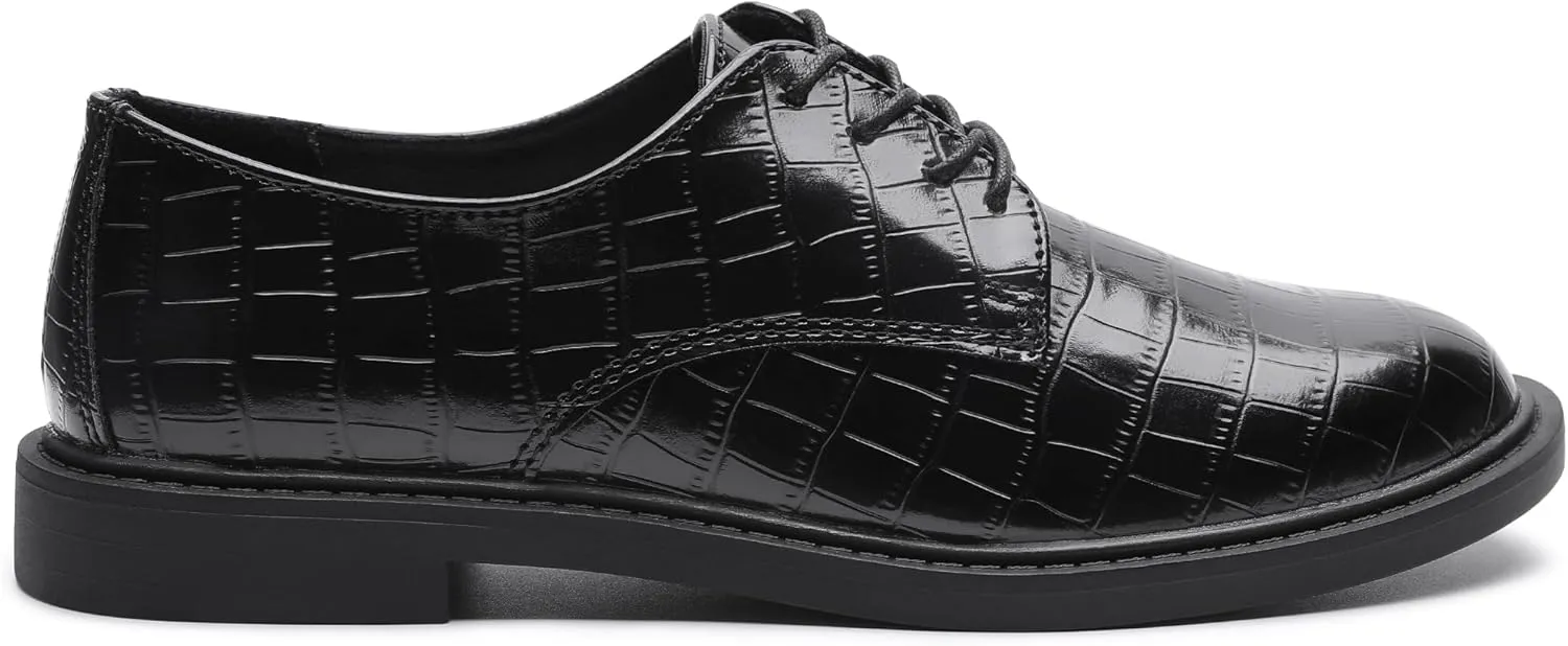 MIXIN Women's Oxfords Alligator Printed Wingtip Lace Up Business Formal Dress Shoes
