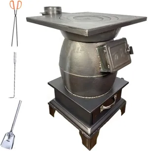 Mobile Wood Stove Heater, Portable Tent Wood Burning Camping Stove Chimney kit, Stainless Steel, for Home Heating Cooking, Outdoor Travel Picnic BBQ