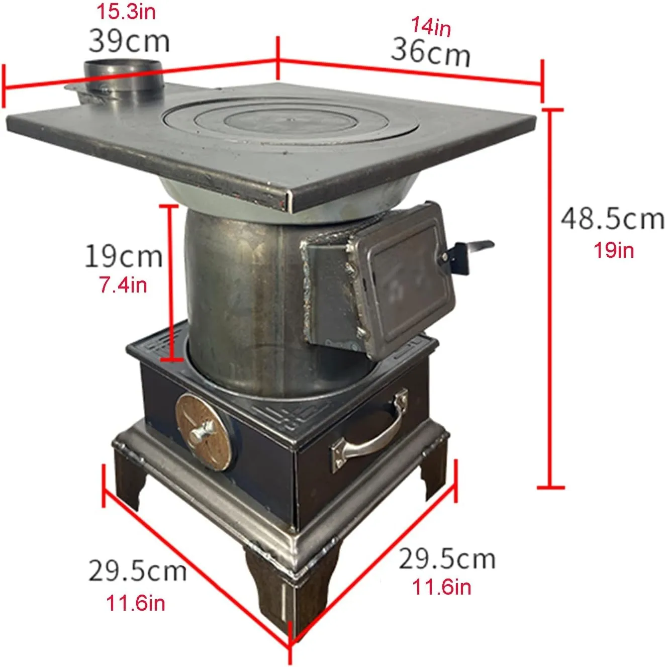 Mobile Wood Stove Heater, Portable Tent Wood Burning Camping Stove Chimney kit, Stainless Steel, for Home Heating Cooking, Outdoor Travel Picnic BBQ