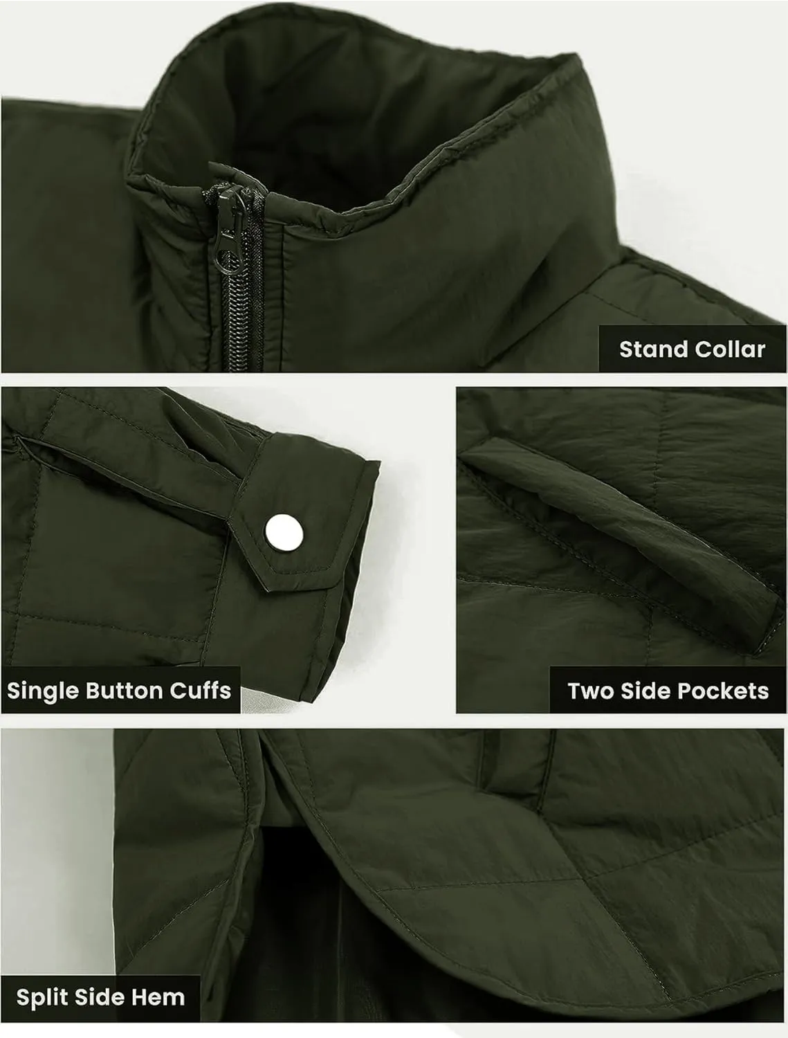 Muchpow Women's Lightweight Down Coat Long Sleeve Full Zipper Oversized Packable Short Puffer Jackets